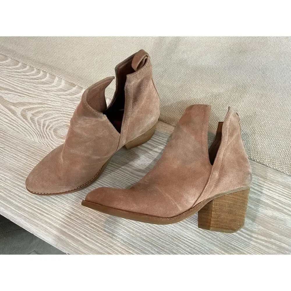 Jeffrey Campbell Orwell Side Slit Suede Ankle Boot Booties Womens 9 Blush Pink